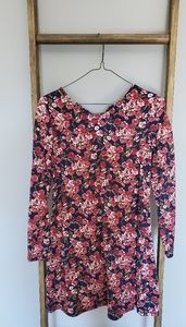 Long sleve floral tie up dress
